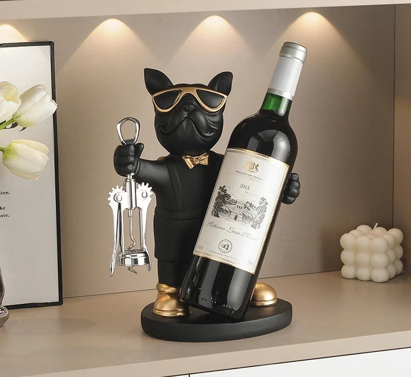 Sevair Deco Bulldog Wine Bottle and Glass Holder 21
