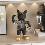 Sevair Deco Bulldog Wine Bottle and Glass Holder 3