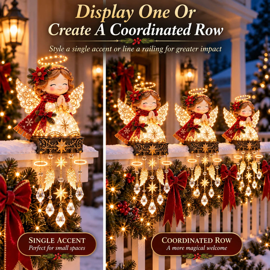 Sevair Deco Christmas Angel Porch Railing Lights coordinated row