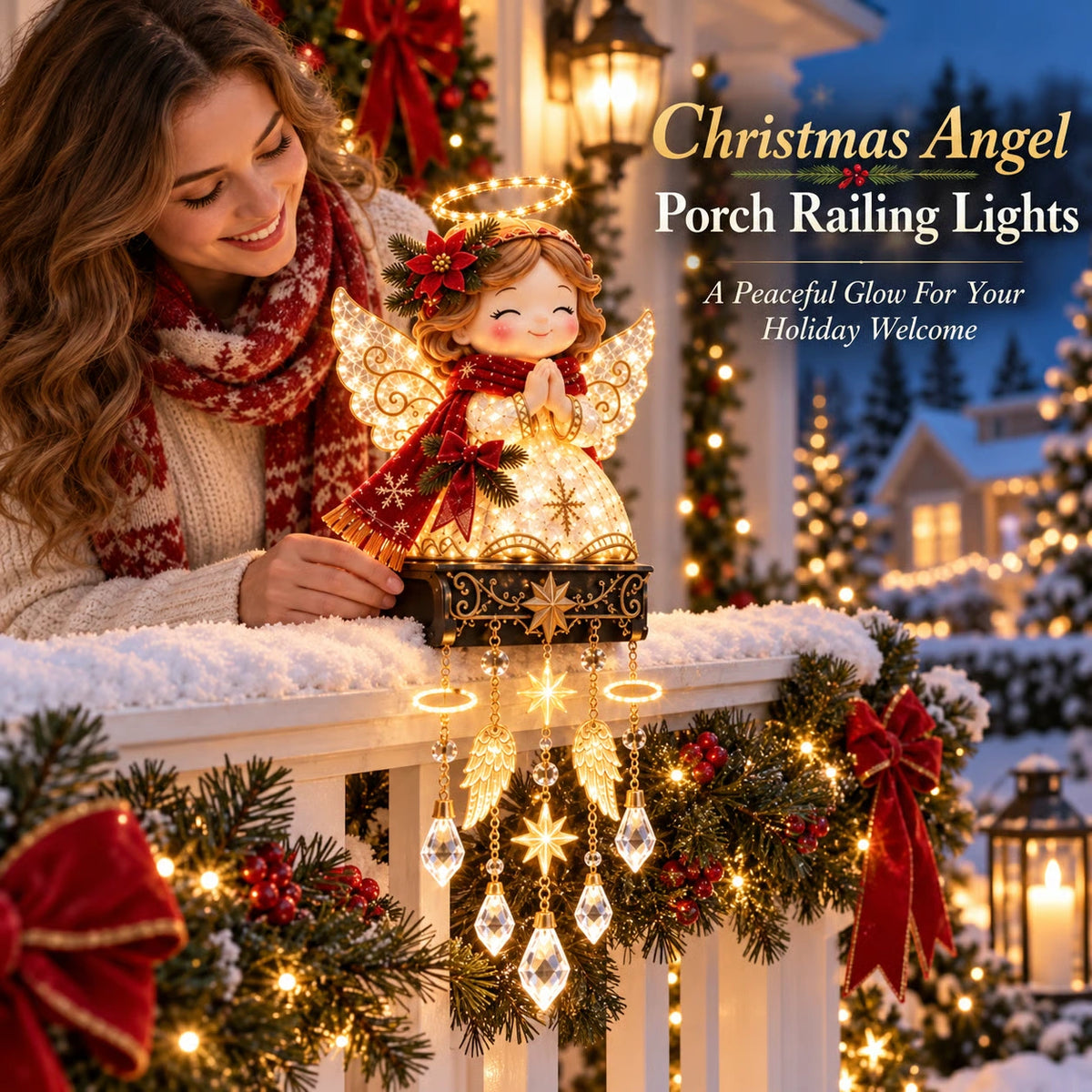 Sevair Deco Christmas Angel Porch Railing Lights hero
