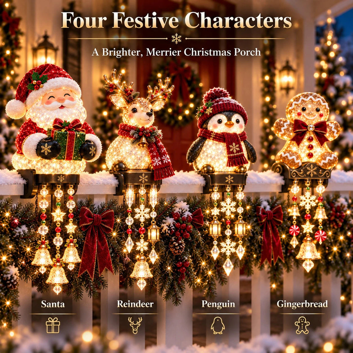 Sevair Deco Christmas Character Porch Railing Lights character collection