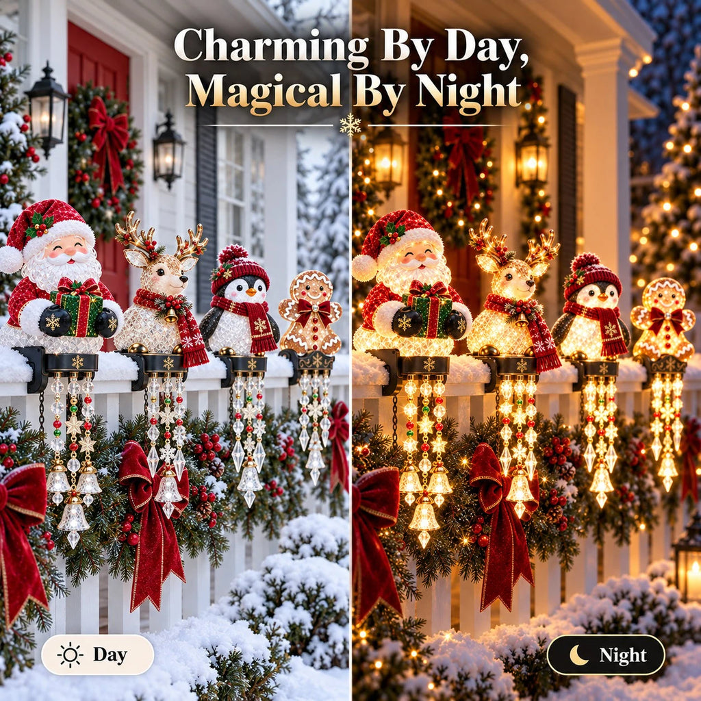 Sevair Deco Christmas Character Porch Railing Lights day night