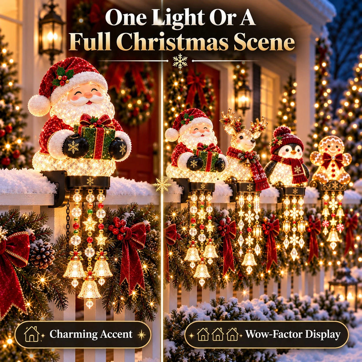 Sevair Deco Christmas Character Porch Railing Lights display ideas