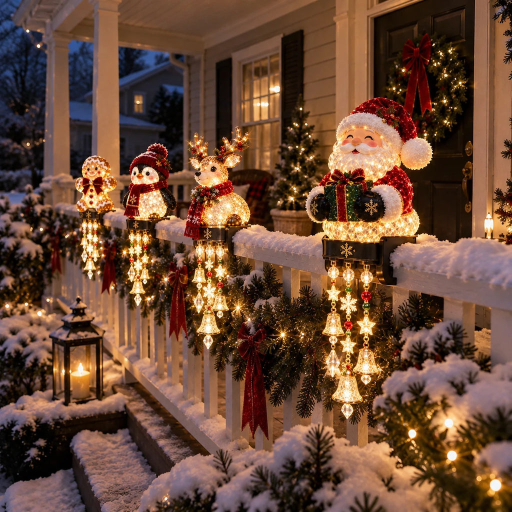 Sevair Deco Christmas Character Porch Railing Lights evening railing