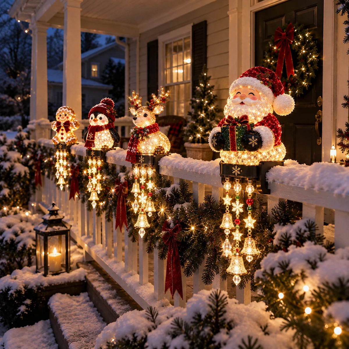 Sevair Deco Christmas Character Porch Railing Lights evening railing