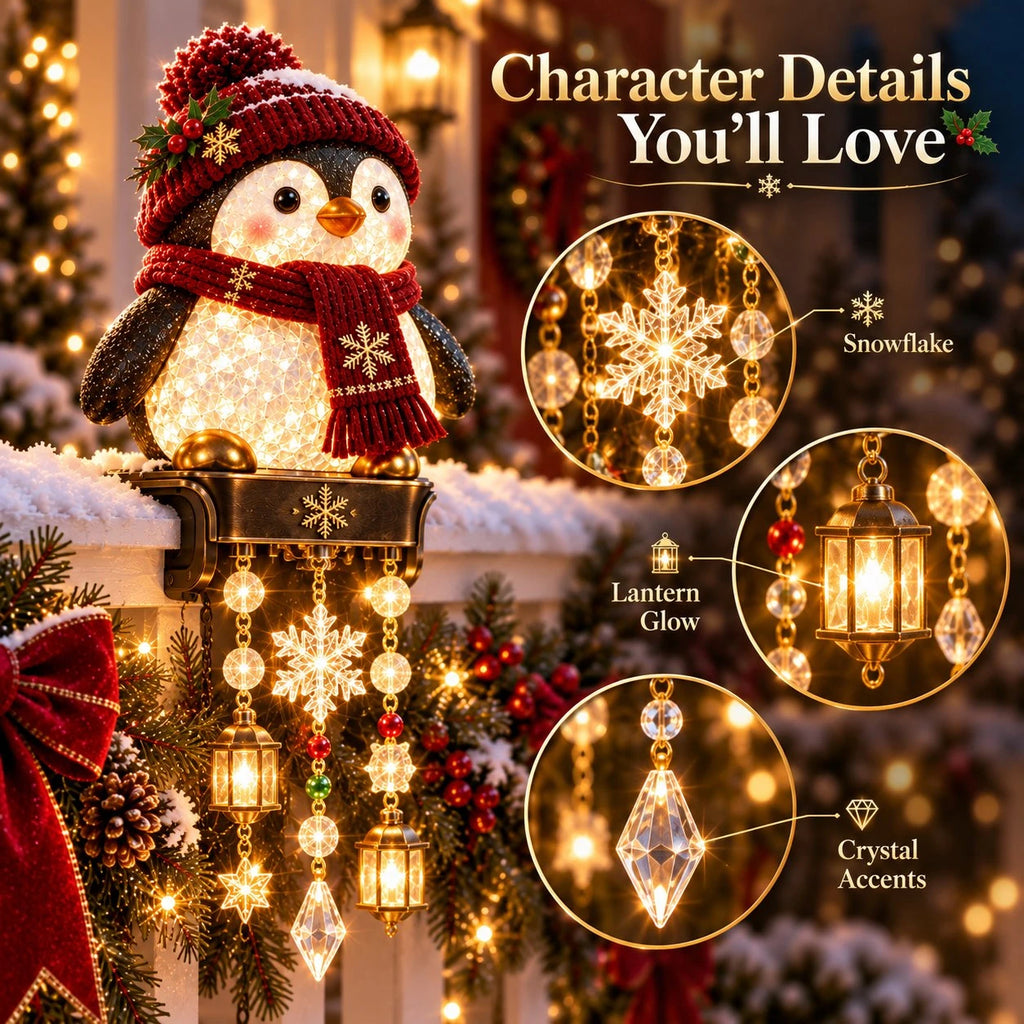 Sevair Deco Christmas Character Porch Railing Lights penguin details