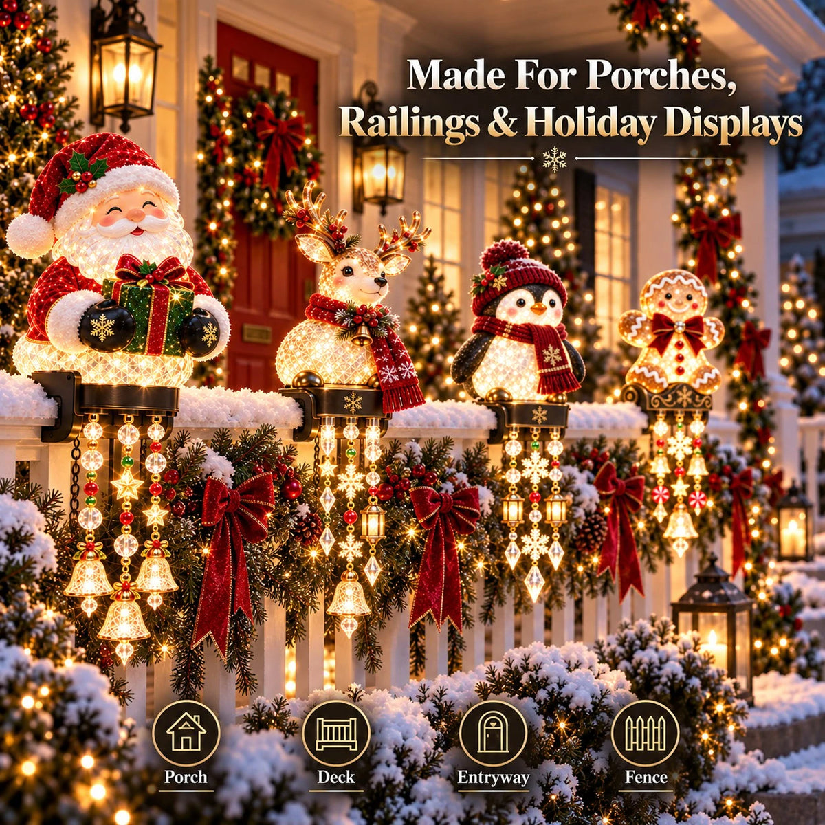Sevair Deco Christmas Character Porch Railing Lights railing styles