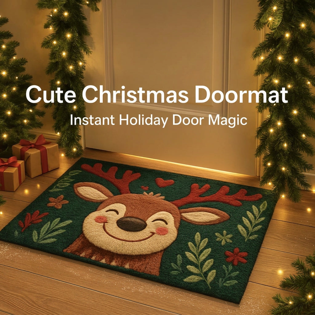 Sevair Deco Christmas Doormat with Santa or Reindeer reindeer display