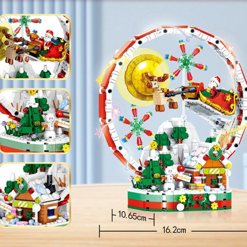 Sevair Deco Christmas Ferris Wheel Building Blocks Set display dimensions