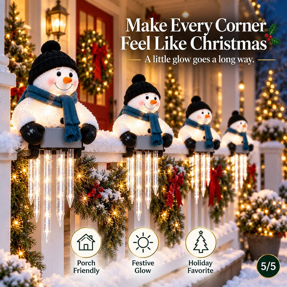 Sevair Deco Christmas Icicle Lights porch display