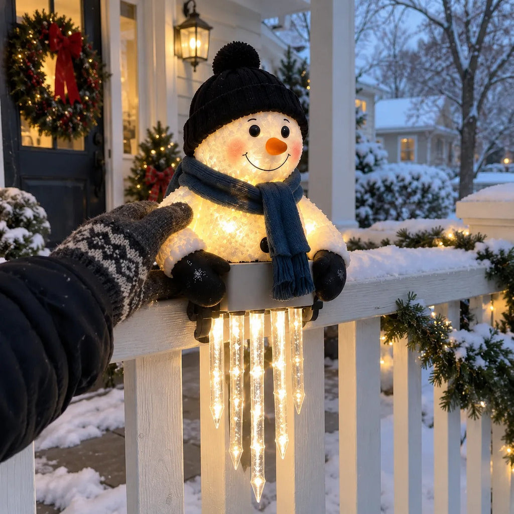 Sevair Deco Christmas Icicle Lights snowman closeup