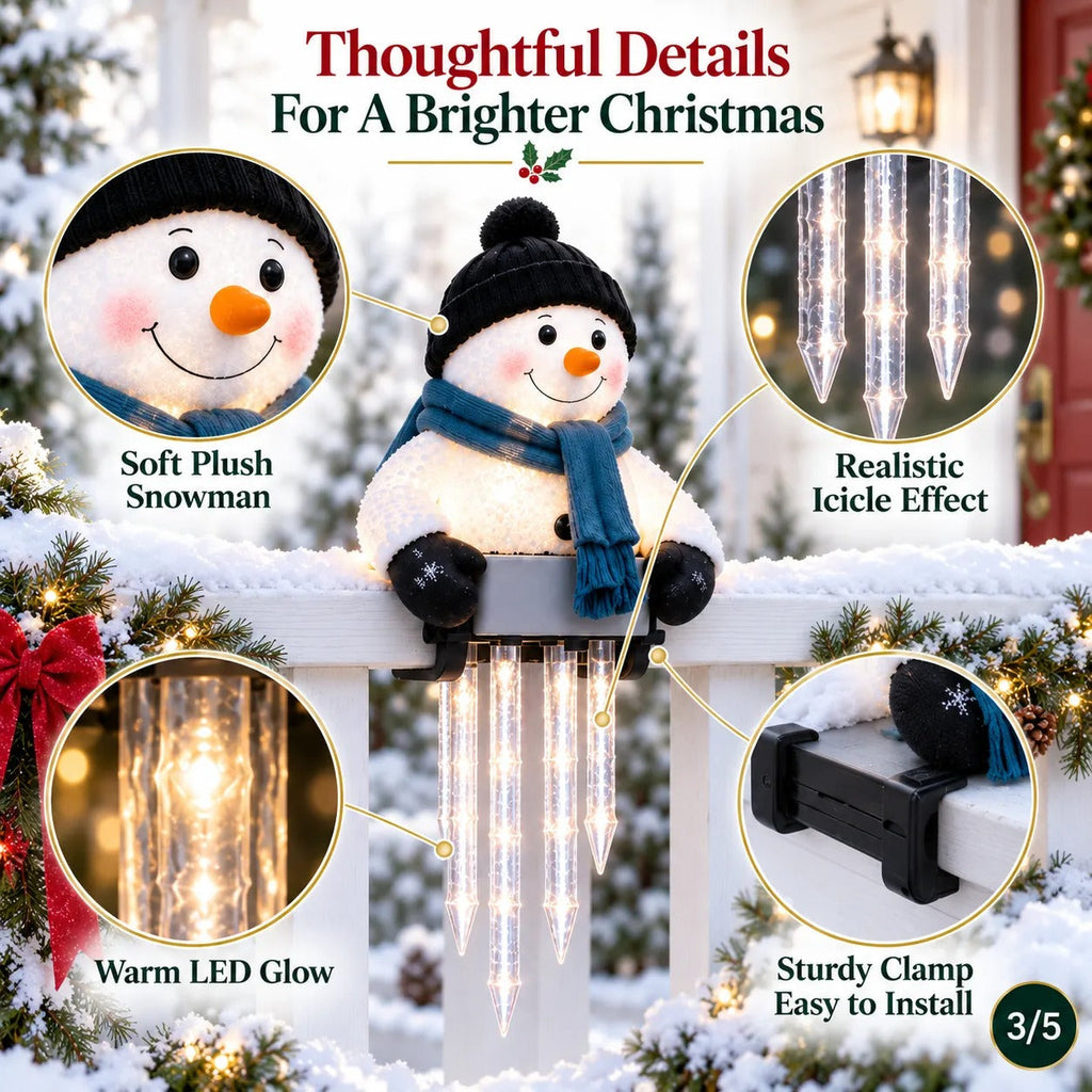 Sevair Deco Christmas Icicle Lights snowman details