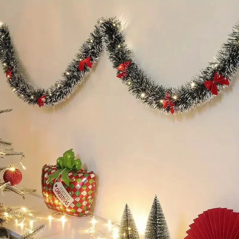 Sevair Deco Christmas Lighted Garland with Red Bows 5