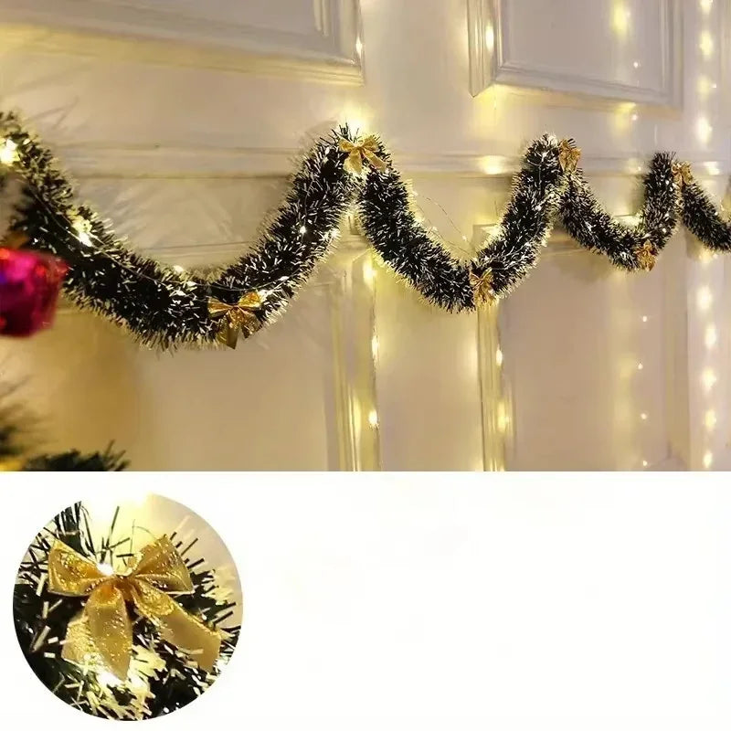 Sevair Deco Christmas Lighted Garland with Red Bows 7