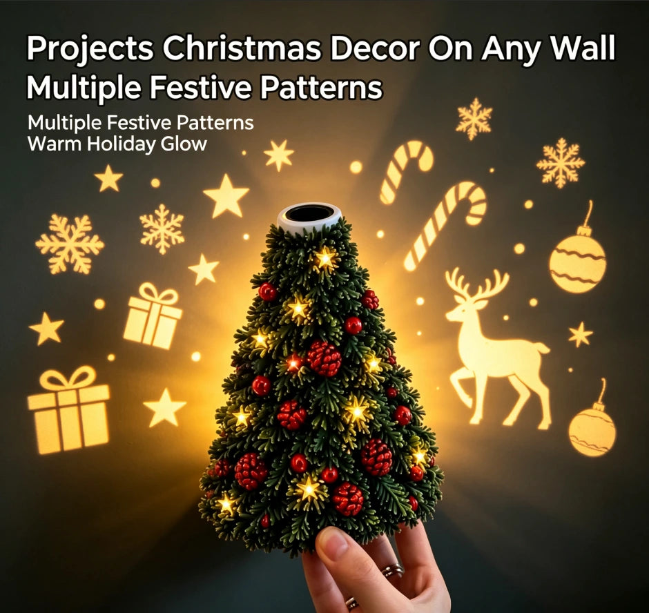 Sevair Deco Christmas Tree Projector for Holiday Glow festive patterns