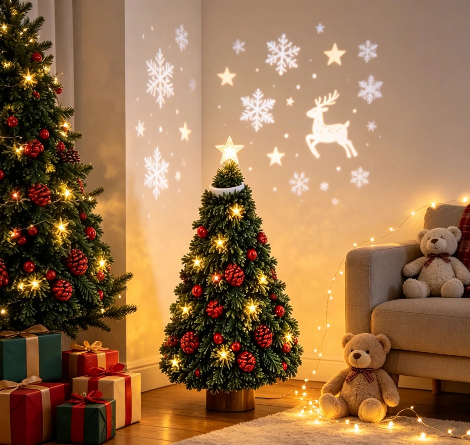 Sevair Deco Christmas Tree Projector for Holiday Glow living room