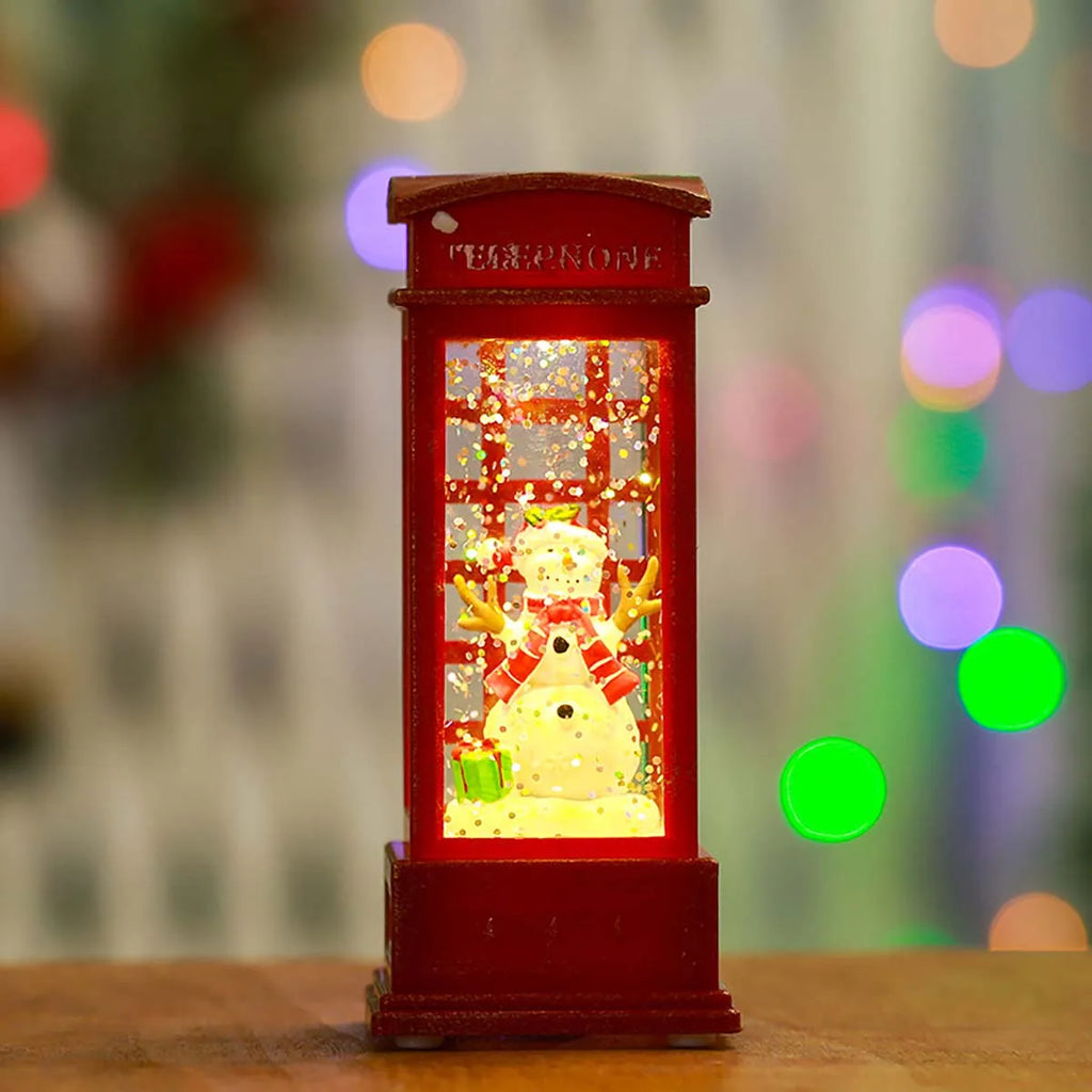 Sevair Deco Christmas Water Lantern with Swirling Glitter snowman detail