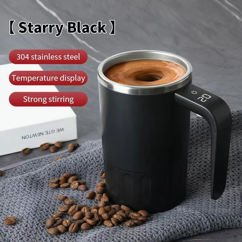 Sevair Deco Digital Self-Stirring Mug for Coffee black display
