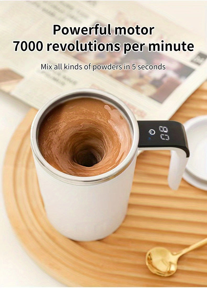 Sevair Deco Digital Self-Stirring Mug for Coffee swirl closeup