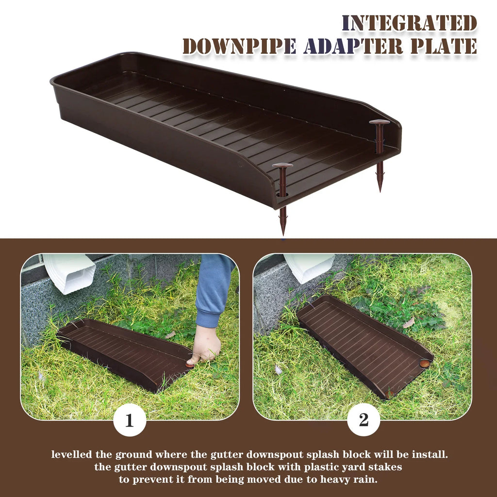 Sevair Deco Downspout Splash Block with Ground Stakes 6