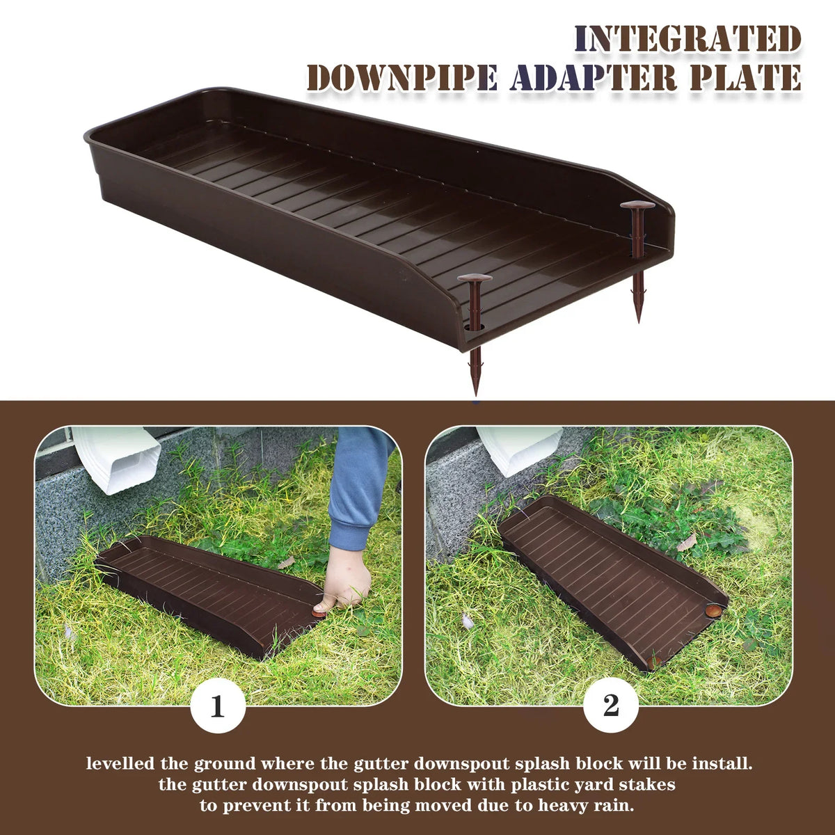 Sevair Deco Downspout Splash Block with Ground Stakes 6
