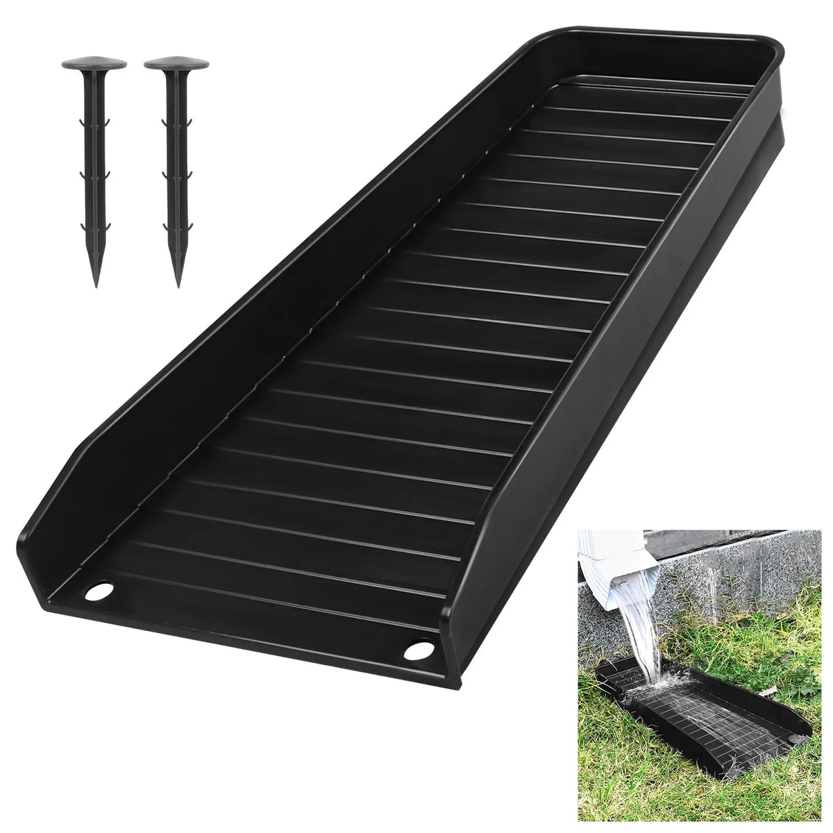 Sevair Deco Downspout Splash Block with Ground Stakes 9