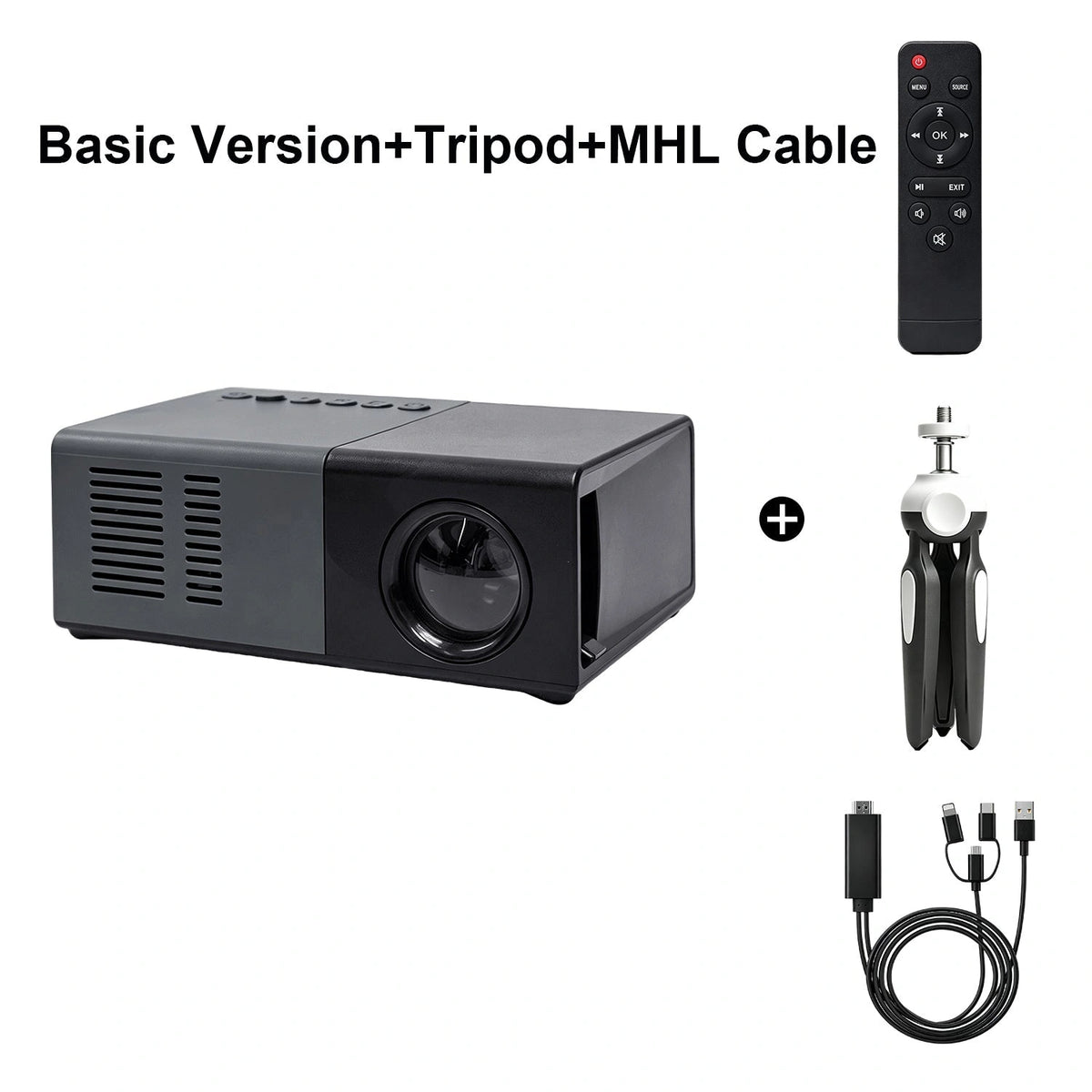 Sevair Deco Dream J9 Mini Projector for Movie Nights cable pack