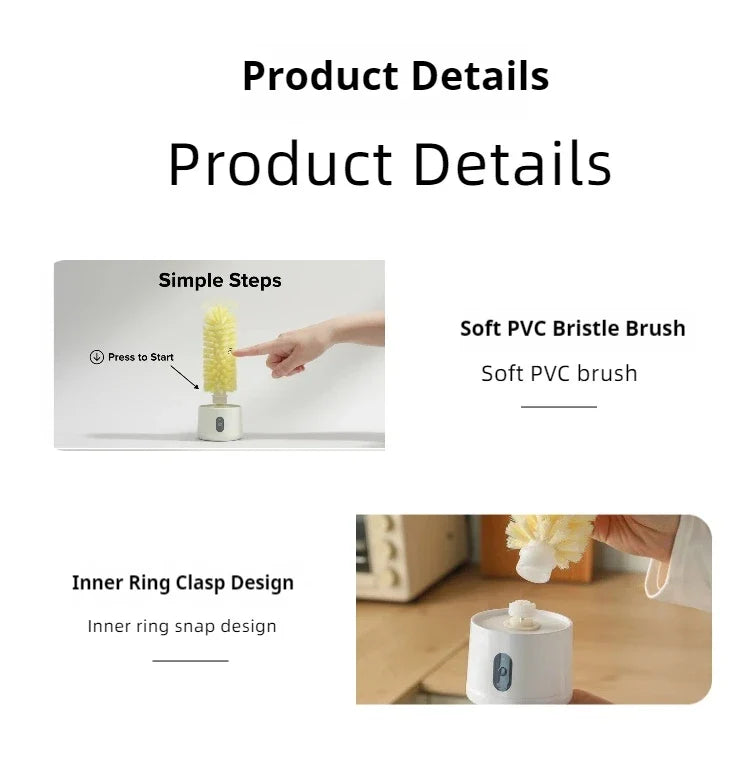Sevair Deco Electric Cup Scrubber for Sink Side Cleaning brush details