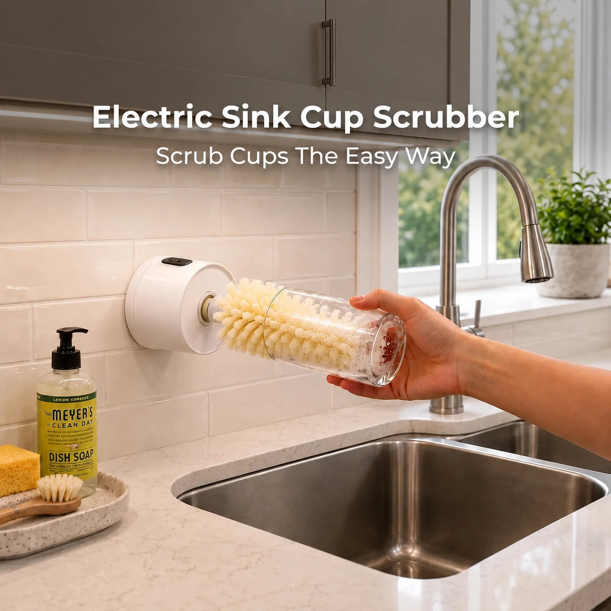 Sevair Deco Electric Cup Scrubber for Sink Side Cleaning main view