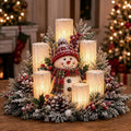 Sevair Deco Flameless Christmas Candle Centerpiece snowman