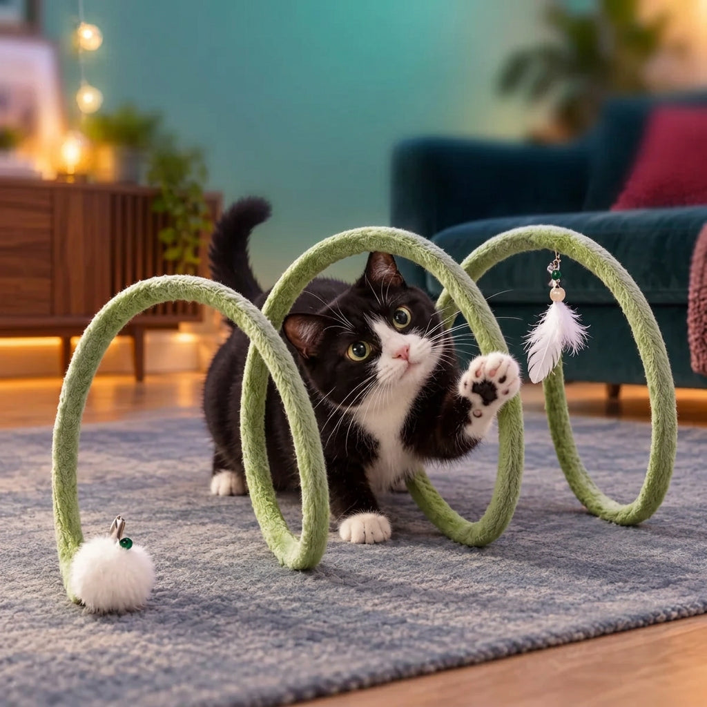 Sevair Deco Foldable Plush Cat Spiral Toy 1