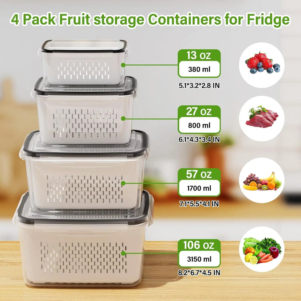 Sevair Deco Fresh Produce Containers with Strainers 6