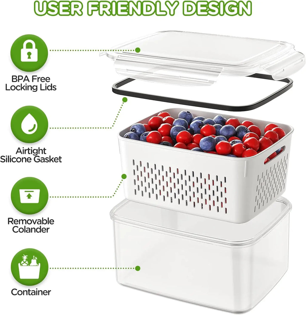 Sevair Deco Fresh Produce Containers with Strainers 9