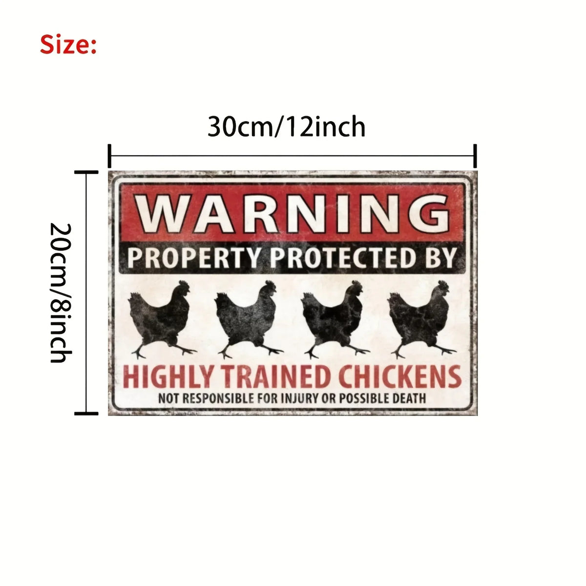 Sevair Deco Funny Chicken Warning Metal Sign 3