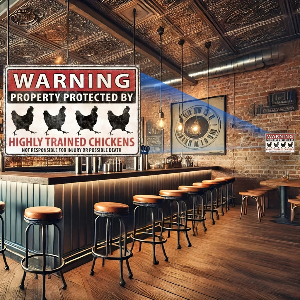 Sevair Deco Funny Chicken Warning Metal Sign 5