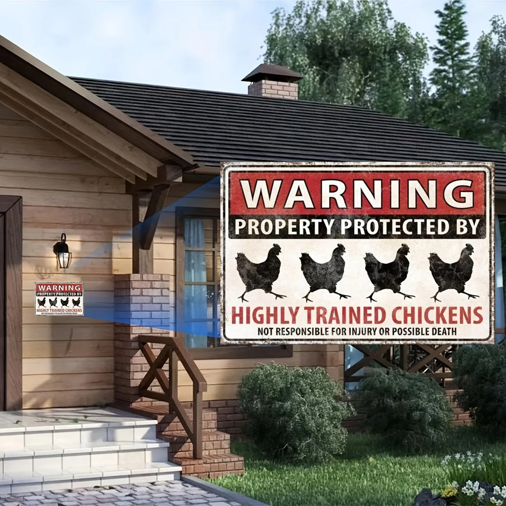 Sevair Deco Funny Chicken Warning Metal Sign 6