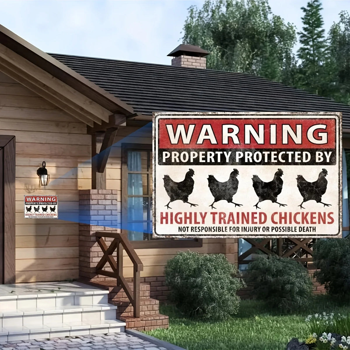 Sevair Deco Funny Chicken Warning Metal Sign 6