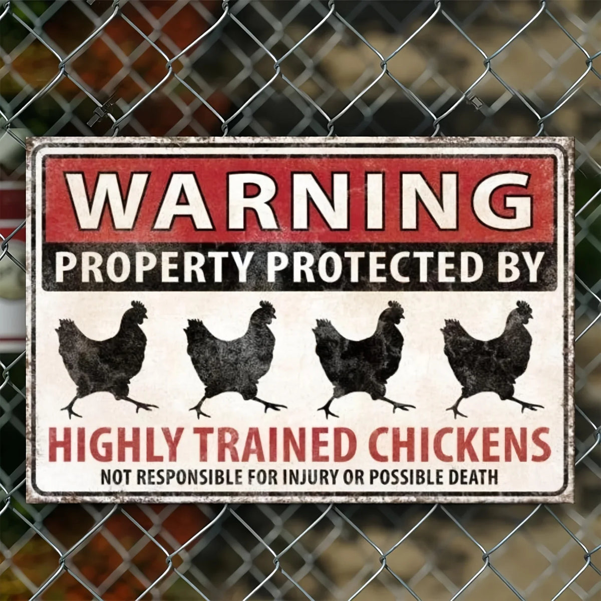 Sevair Deco Funny Chicken Warning Metal Sign 7