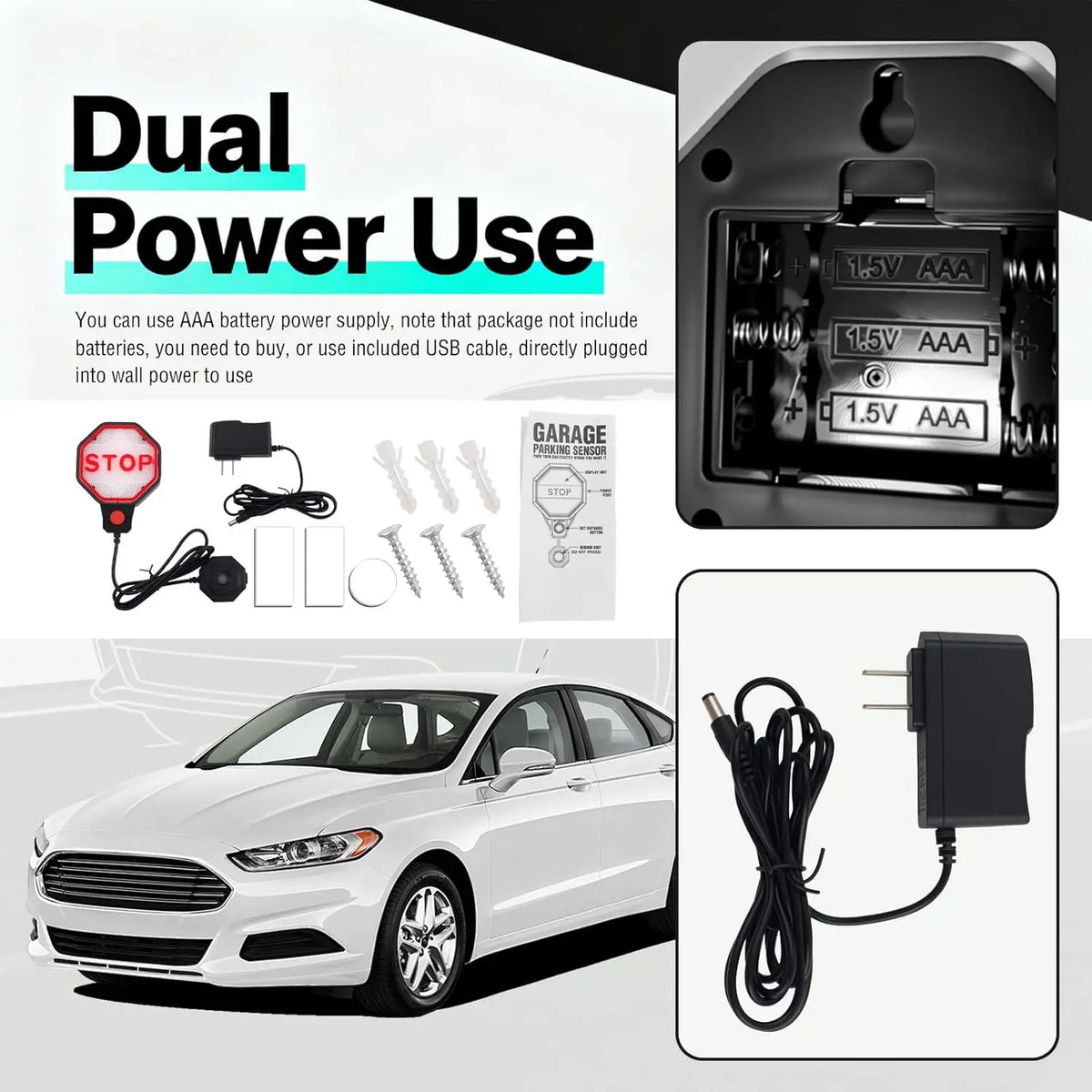 Sevair Deco Garage Parking Sensor with LED Stop Guide dual power
