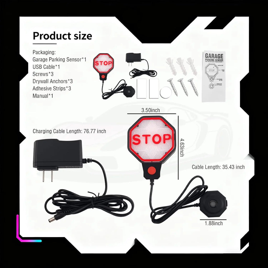 Sevair Deco Garage Parking Sensor with LED Stop Guide size accessories