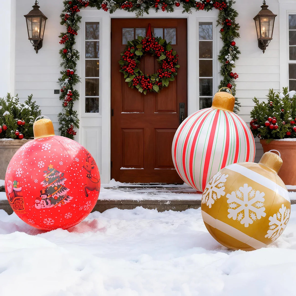 Sevair Deco Giant Inflatable Christmas Ornaments entryway display