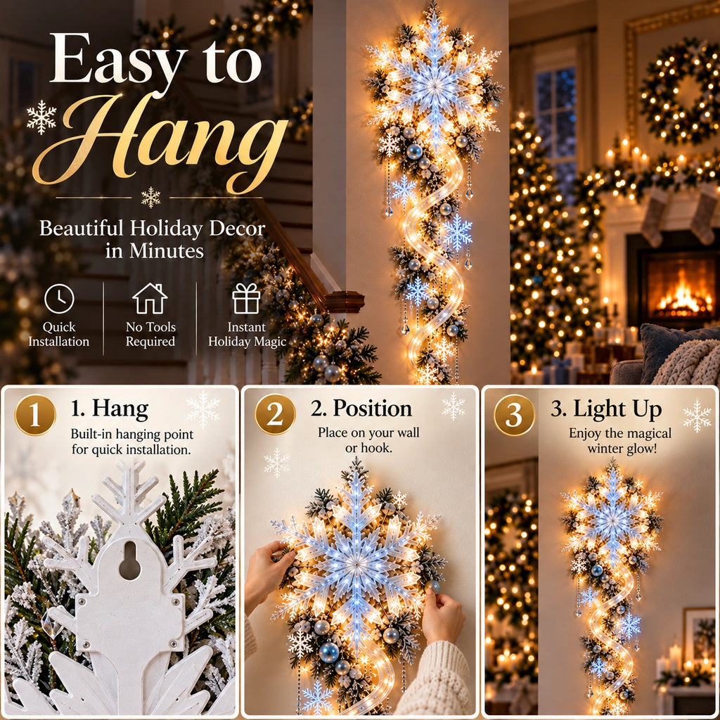 Sevair Deco Giant Snowflake Cascade Christmas Wall Light hanging guide