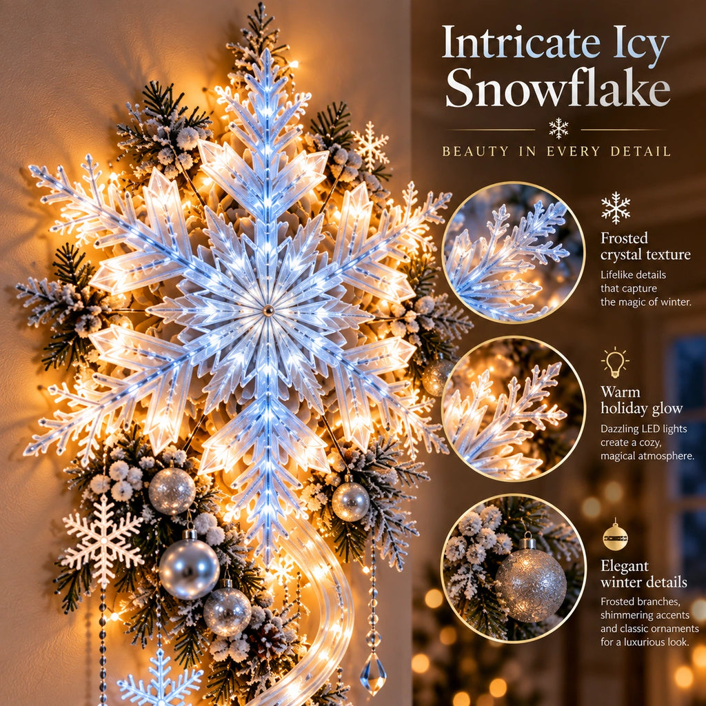 Sevair Deco Giant Snowflake Cascade Christmas Wall Light snowflake detail