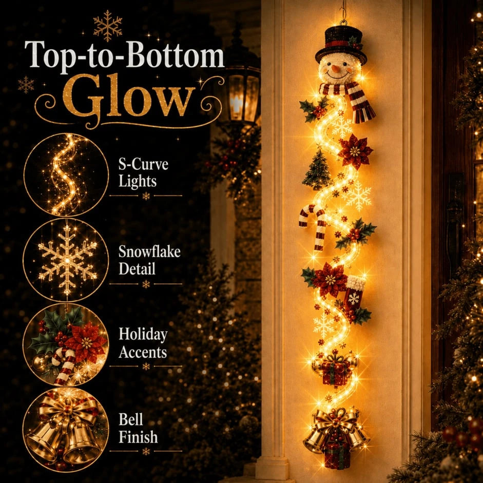 Sevair Deco Glowing Christmas Door Hanger cascading light