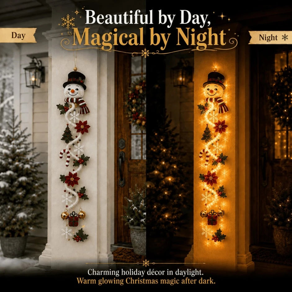 Sevair Deco Glowing Christmas Door Hanger day night