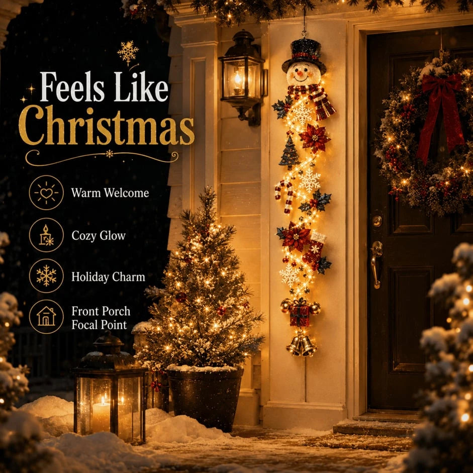 Sevair Deco Glowing Christmas Door Hanger entryway display
