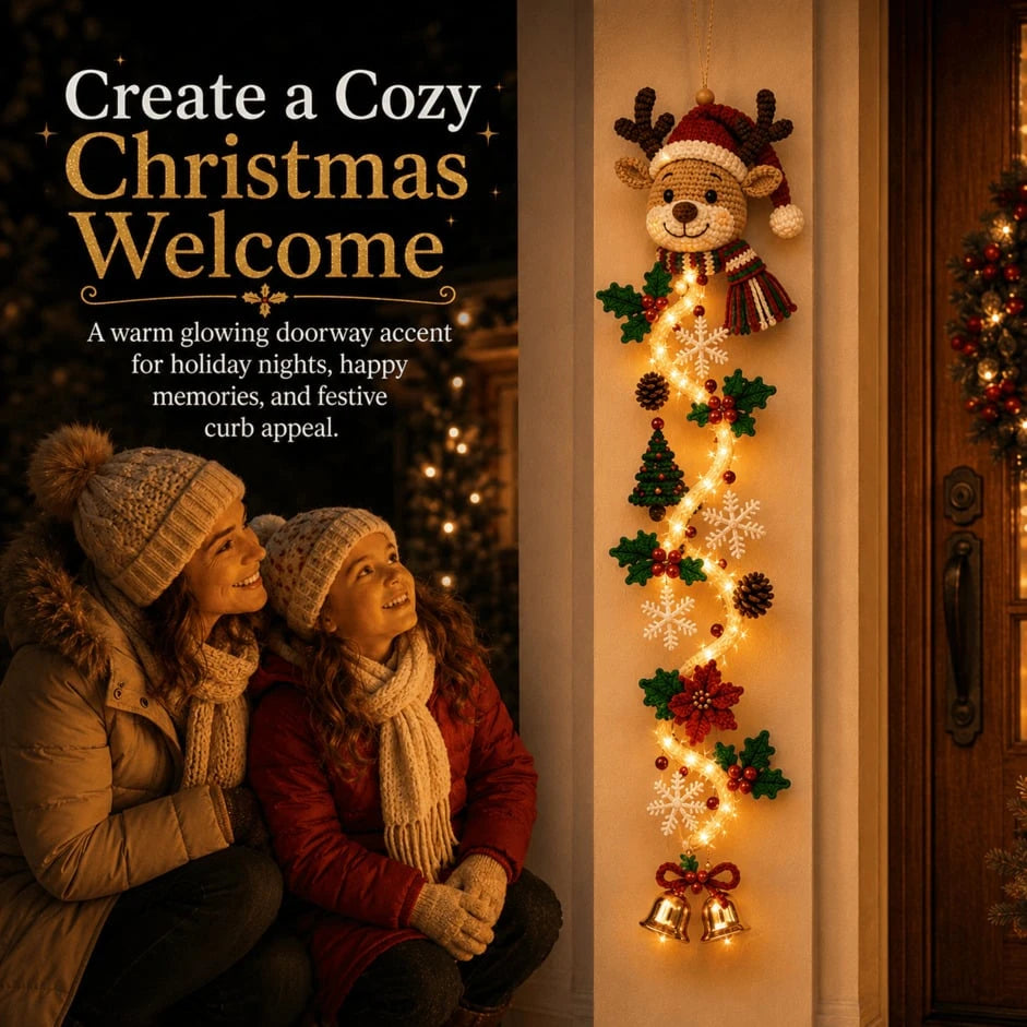 Sevair Deco Glowing Christmas Door Hanger family welcome