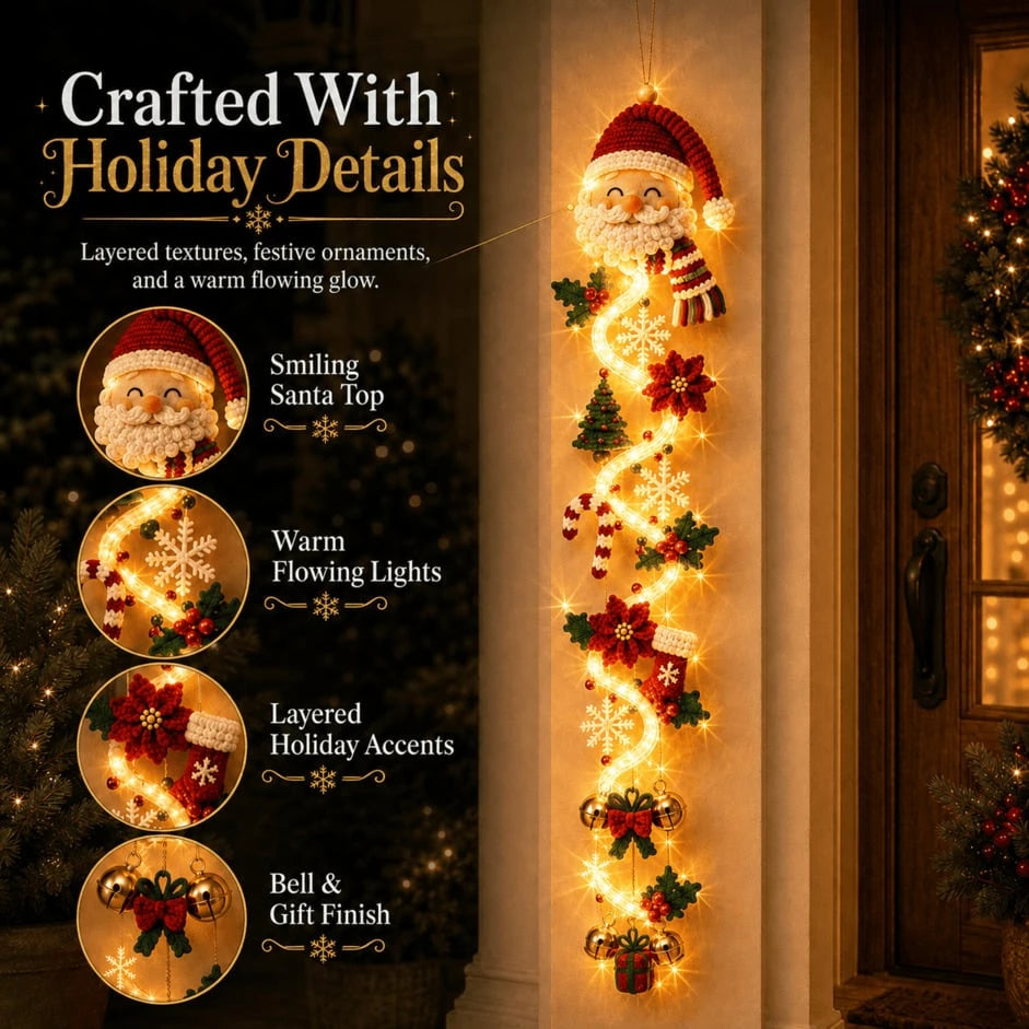 Sevair Deco Glowing Christmas Door Hanger santa details