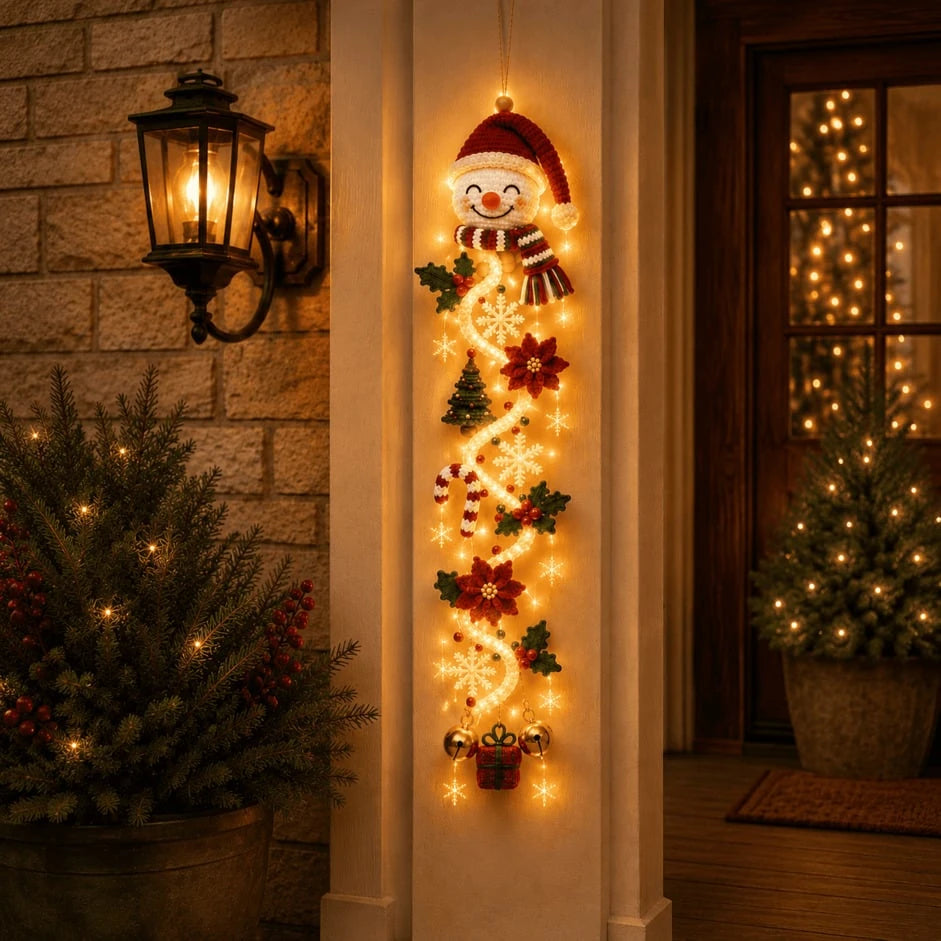 Sevair Deco Glowing Christmas Door Hanger snowman