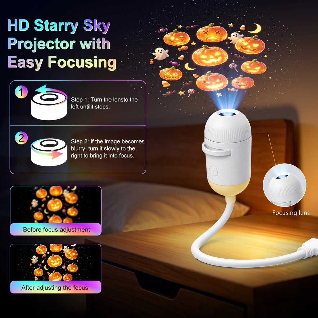 Sevair Deco Halloween Galaxy Projector with 12 Slides adjustable focus